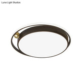 Modern Round Led Flush Mount Ceiling Light In Black- 16’/19.5’ Iron Frame With Warm/White Glow