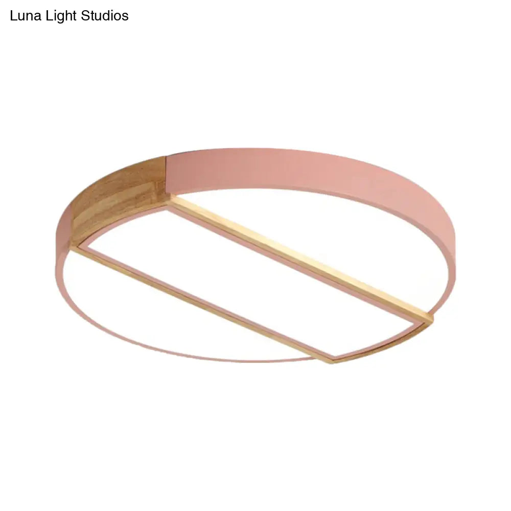 Modern Round Led Flush Mount Light In Macaron-Inspired Colors For Living Room Ceiling