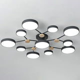 Modern Round Living Room Chandelier Pendant Light - Nordic Style Acrylic 11 Heads Black