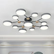Modern Round Living Room Chandelier Pendant Light - Nordic Style Acrylic 11 Heads Grey