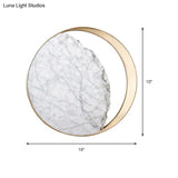 Modern Round Marble And Acrylic White Led Wall Sconce For Bedroom