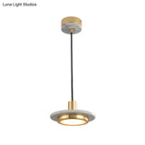 Modern Round Metal Pendant Lighting: 1-Light White/Black/Green Ceiling Lamp With Marble Ring