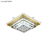 Modern Round/Square Crystal Led Chrome Flush Mount Ceiling Light Fixture For Balcony