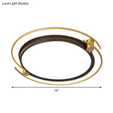 Modern Rounded/Square Flush Mount Ceiling Light: Acrylic Led Lamp In Black-Gold