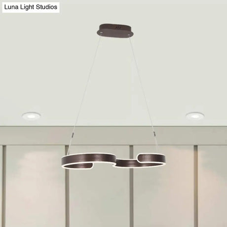 Modern S-Shaped Led Acrylic Chandelier - Brown/Gold Finish 23.5/31.5 Wide Warm/White/Natural Light