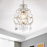 Modern Scroll Hanging Lighting: Crystal Swag Suspension Lamp In Gold