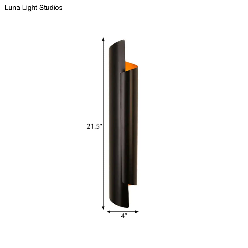 Modern Scrolled Wall Lamp - Black/White/Gold 2-Light Sconce 16/21.5/29.5 Wide