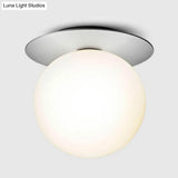 Modern Semi Flush Mount Ceiling Lamp With Ball Glass Shade - 1 Bulb Aisle Lighting