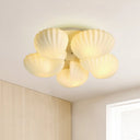 Modern Semi - Mount 5 - Light Ceiling Lamp With Frosted White Glass And Shell Scallop Design