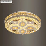 Modern Semi Mount Led Ceiling Light With Crystal Accents - Clover/Star Bedroom Lighting In Chrome