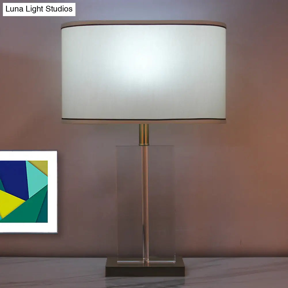 Modern Shaded Fabric Desk Lamp With Gold Finish Clear Crystal Base - 1 Head