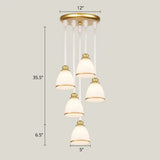 Modern Shaded Glass Multi-Light Pendant For Living Room Ceiling 5 / White-Gold