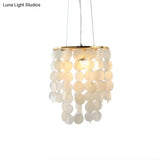 Modern Shell Led Pendant Ceiling Light For Bedroom - White Wind Chime Hanging Lighting