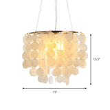 Modern Shell Tiered Chandelier Pendant Light - 4 Lights White Dia Sizes: 15 19.5 27.5