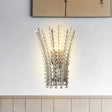 Modern Silver Bead Wall Mounted Light With Crystal Sconce - 3 Heads Bedside Lamp