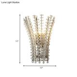 Modern Silver Bead Wall Mounted Light With Crystal Sconce - 3 Heads Bedside Lamp