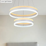 Modern Silver Circular Led Chandelier Pendant Light Fixture | 1/2/3-Light Acrylic Ceiling Lighting