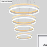 Modern Silver Circular Led Chandelier Pendant Light Fixture | 1/2/3-Light Acrylic Ceiling Lighting