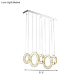 Modern Silver Circular Pendant With K9 Crystal 3/5 Lights For Dining Room Cluster