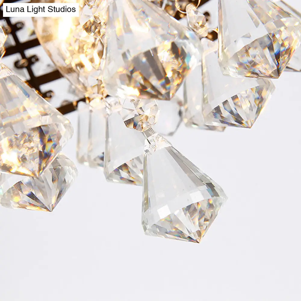 Modern Silver Drum Flush Mount Light With Crystal Accents - 4-Light Bedroom Ceiling Fixture