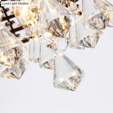 Modern Silver Drum Flush Mount Light With Crystal Accents - 4-Light Bedroom Ceiling Fixture