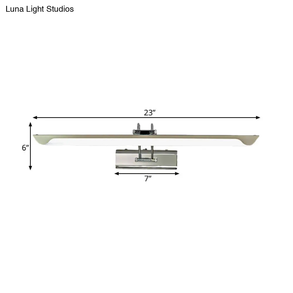 Modern Silver Finish Linear Wall Mount Led Stainless Steel Vanity Lamp For Bedroom - 16/23.5 Width