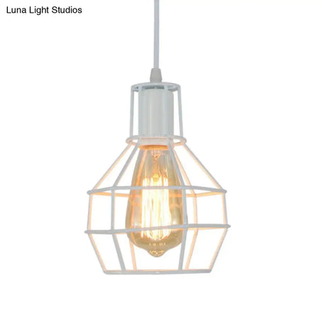 Modern Silver/Gold Metal Ceiling Fixture With Cage Shade - Stylish Loft Hanging Lamp For Coffee
