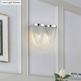 Modern Silver Tassel Wall Light With Rippling Chain Design - 2-Bulb Aluminum Sconce For Sitting Room
