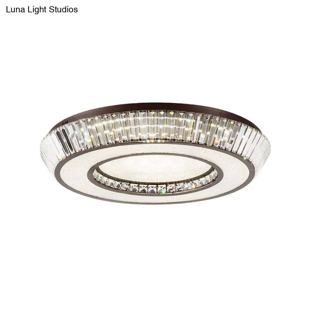 Modern Simple Crystal Block Led Coffee Flush Mount Lighting For Living Room