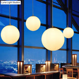 Modern Simple White Glass Round Ceiling Light For Restaurants - 1 Fixture