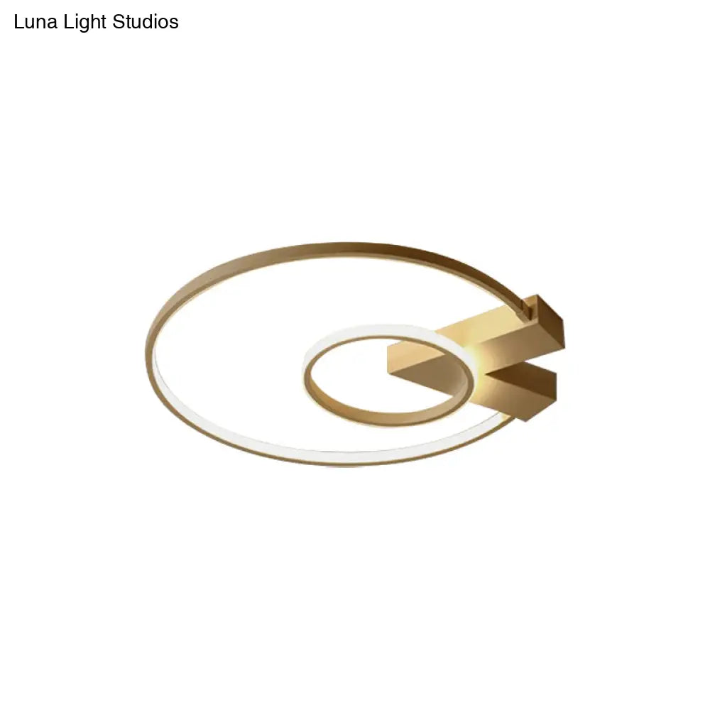 Modern Single Light White/Gold Flushmount Ceiling Fixture With Acrylic Panels