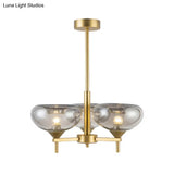 Modern Smoke Glass Dome Chandelier - 3 Head Suspension Lamp For Dining Room Ceiling