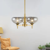 Modern Smoke Glass Dome Chandelier - 3 Head Suspension Lamp For Dining Room Ceiling Gray