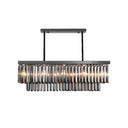 Modern Smoke Gray Crystal Block Island Lamp Chandelier - 10 Lights Rectangle Shape 31.5/39 Wide