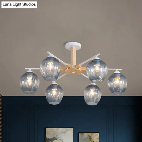 Modern Smoke Gray Glass Pendant Chandelier - 3/6 Light Modo Hanging Fixture For Living Room