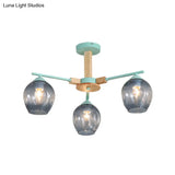 Modern Smoke Gray Glass Pendant Chandelier - 3/6 Light Modo Hanging Fixture For Living Room