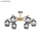 Modern Smoke Gray Glass Pendant Chandelier - 3/6 Light Modo Hanging Fixture For Living Room