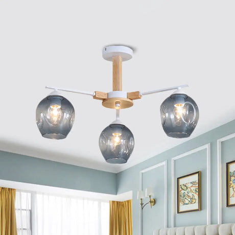 Modern Smoke Gray Glass Pendant Chandelier - 3/6 Light Modo Hanging Fixture For Living Room 3 /