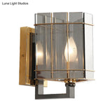 Modern Smoke Gray Glass Triangle Sconce Wall Lamp For Bedroom