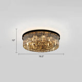 Modern Smoke Grey Crystal Flushmount Ceiling Lamp: Sleek Circular Design For Living Room Lighting
