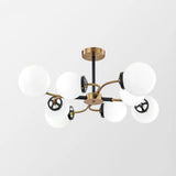 Modern Sphere Semi-Flush Ceiling Light In White/Smoke Gray Glass With 4/6/8 Lights For Living Room