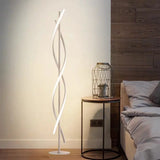 Modern Spiral Floor Lamp - Metallic Black/White Led Stand Up Light For Bedroom White / Warm