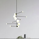 Modern Spiral Iron Chandelier With 12 Lights - Stylish Black Pendant For Restaurants