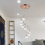 Modern Spiral Lattice Glass Ceiling Lamp - 9 Bulbs Gold Finish With Warm/White Light / Warm