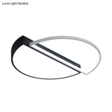 Modern Splicing Flush Mount Led Ceiling Light In Black/White With Dimming Control - 18’/21.5’ W