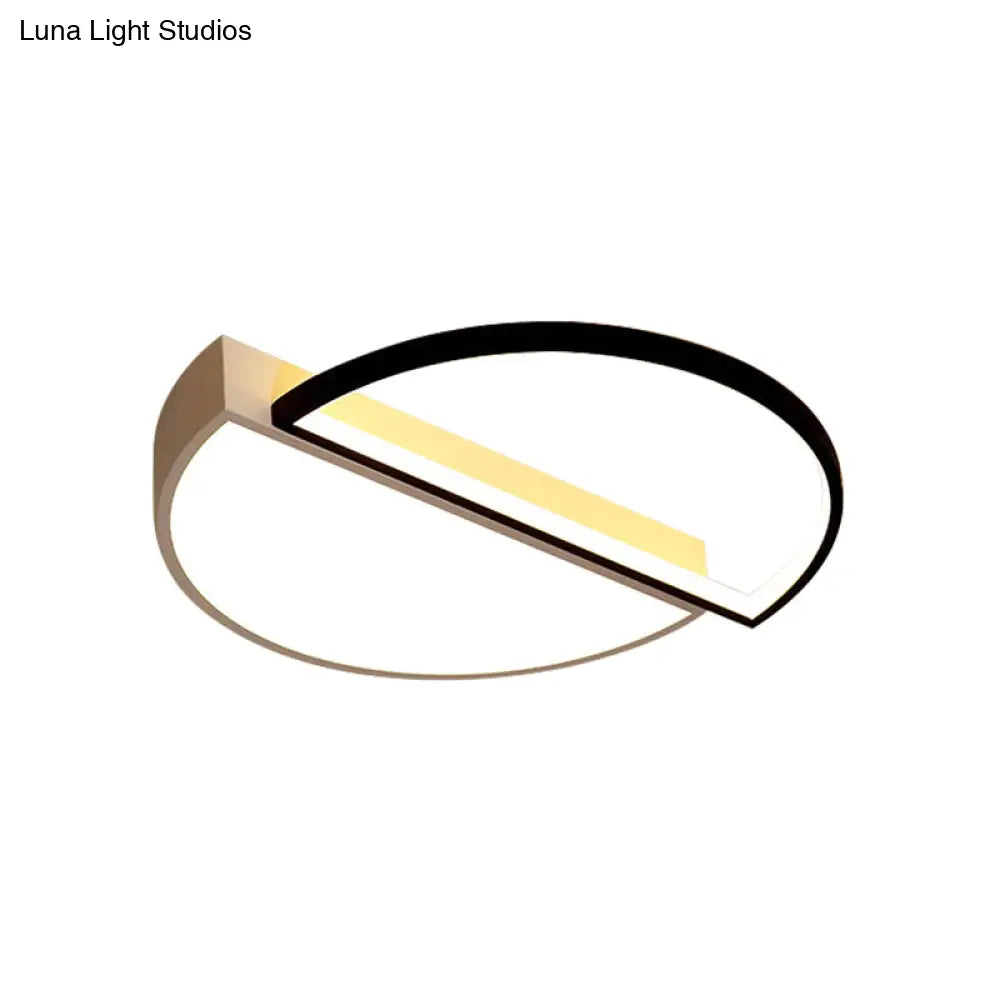 Modern Splicing Flush Mount Led Ceiling Light In Black/White With Dimming Control - 18’/21.5’ W