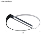 Modern Splicing Flush Mount Led Ceiling Light In Black/White With Dimming Control - 18’/21.5’ W