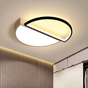 Modern Splicing Flush Mount Led Ceiling Light In Black/White With Dimming Control - 18’/21.5’ W