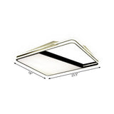 Modern Splicing Trapezoid Flush Ceiling Light - Metal Led Fixture In White/Warm 23.5/35.5 Wide