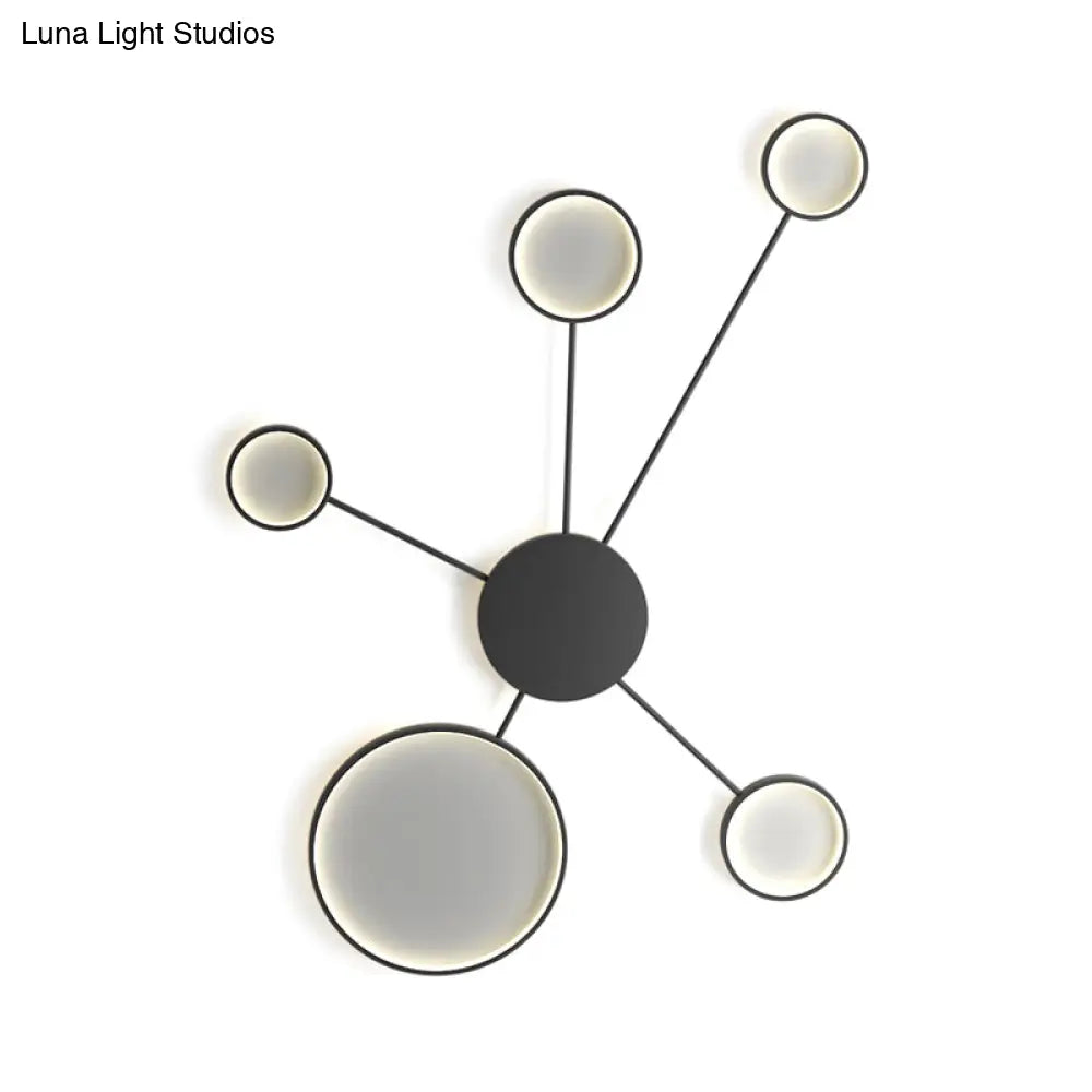 Modern Spoke Design Led Flush Mount Acrylic Ceiling Light In Black/White – Warm/White Illumination